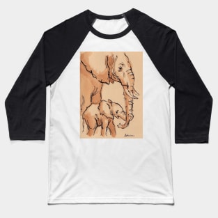 My Mama: Baby Elephant & Mama Watercolor Painting #12 Baseball T-Shirt